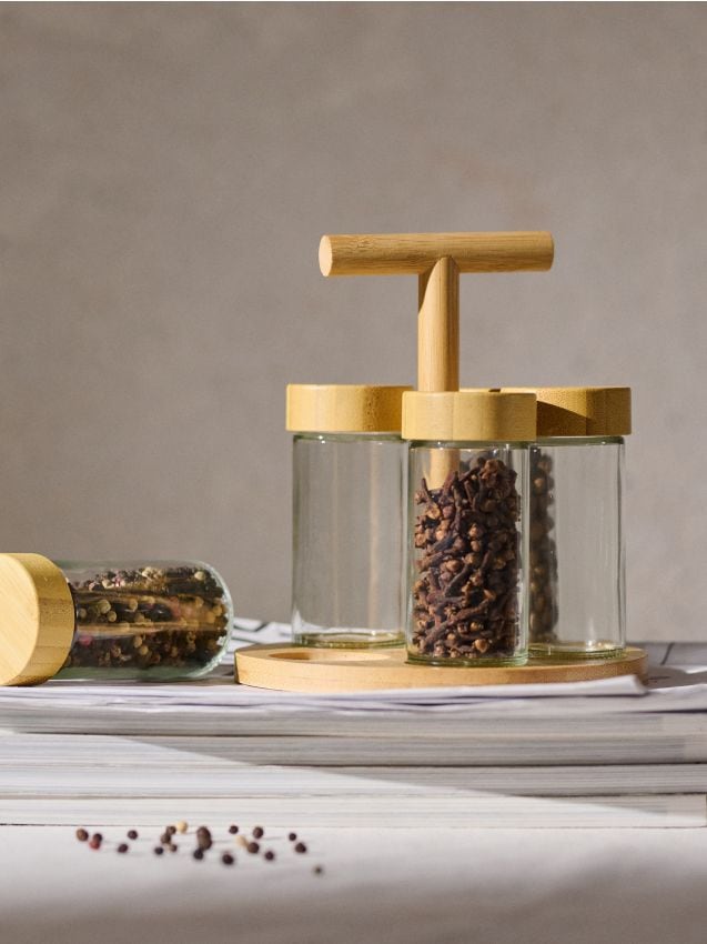 Sinsay - Recipient pentru condimente cu suport 6 pack - bej