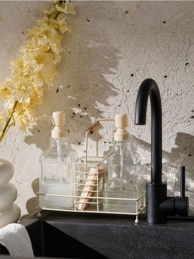 Sinsay - Dozatoare pentru săpun și lichid de spălat vase cu suport - crem