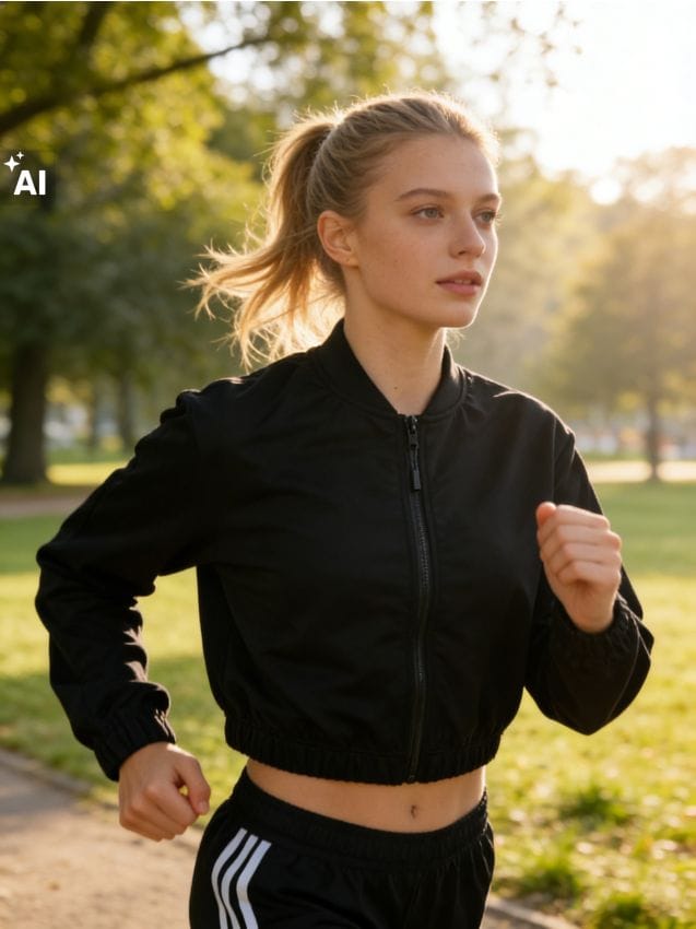 Sinsay - Bluza sport scurtă cu fermoar - negru