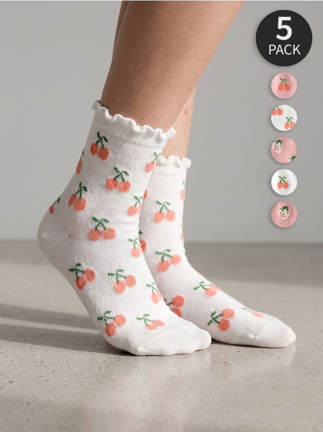 Sinsay - Șosete cu motiv fructe 5 pack - multicolor