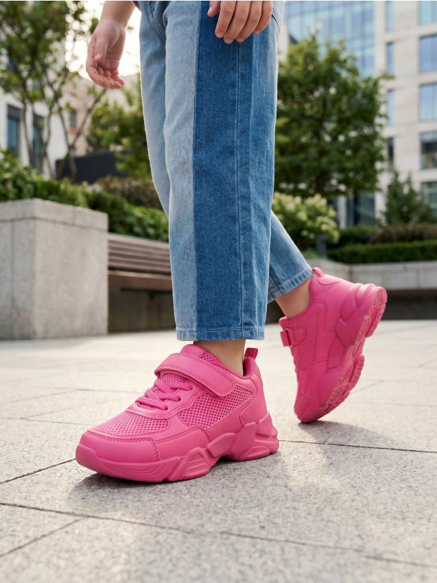 Sinsay - Tenisi cu velcro și șireturi elastice - roz-fuchsia