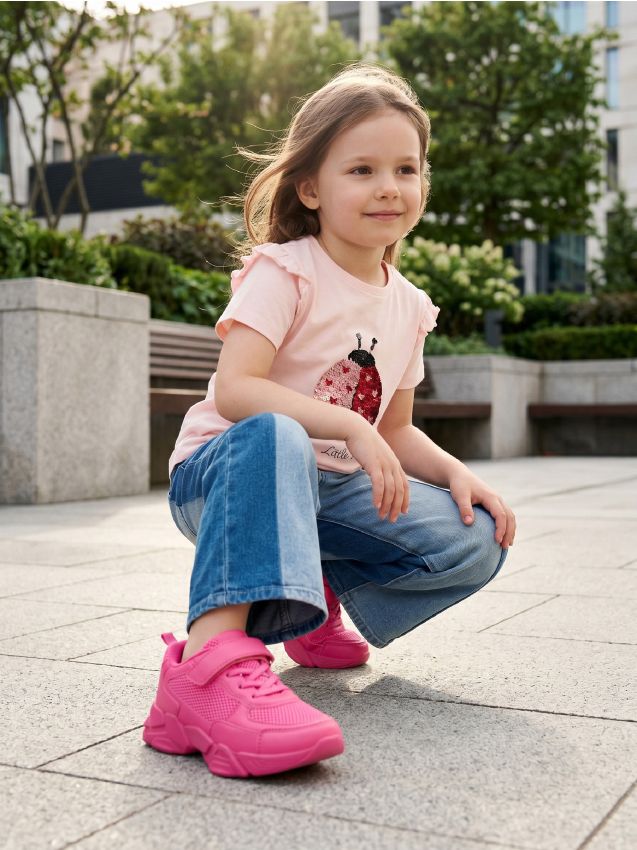 Sinsay - Tenisi cu velcro și șireturi elastice - roz-fuchsia