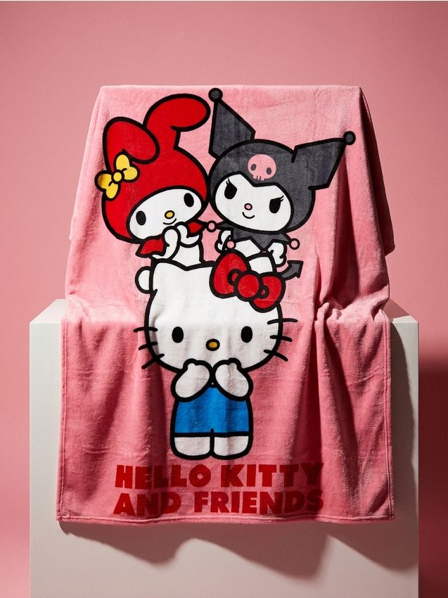Sinsay - Pătură cu imprimeu Hello Kitty - roz-pastel
