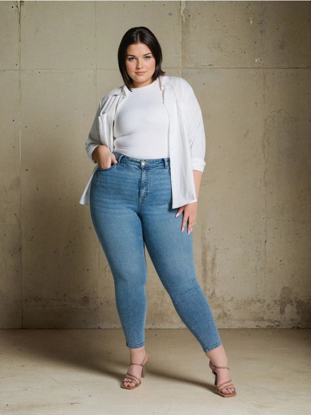 Sinsay - Blugi skinny Plus Size - albastru