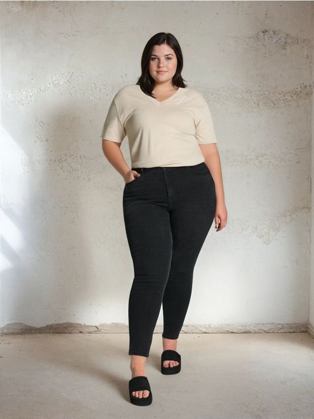 Sinsay - Blugi skinny Plus Size - negru