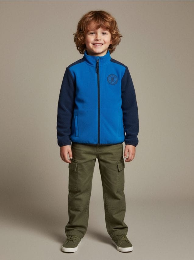 Sinsay - Fleecová mikina so stojatým golierom Active - tmavomodrá