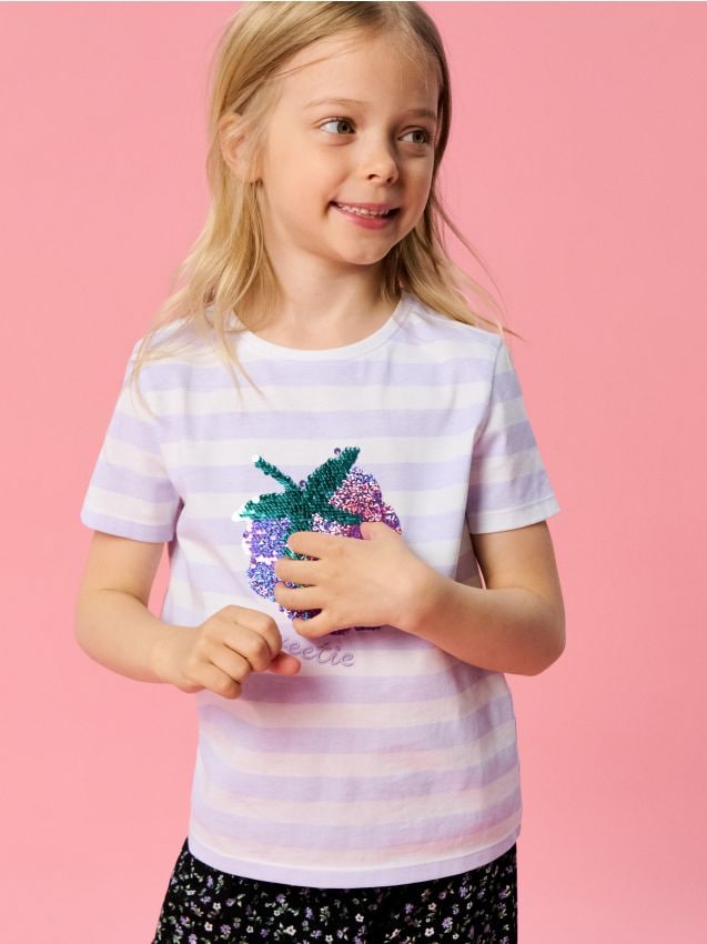 Sinsay - Tricou din bumbac cu paiete decorative - multicolor