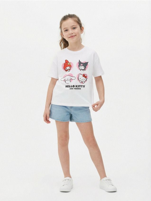 Sinsay - Tricou din bumbac cu imprimeu Hello Kitty - alb