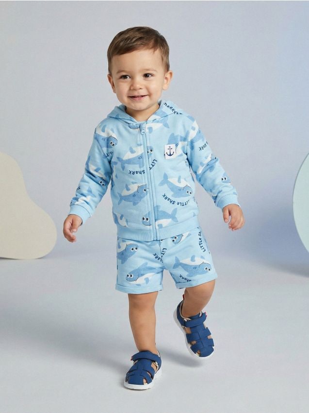 Sinsay - Hanorac cu glugă și fermoar - albastru-pal