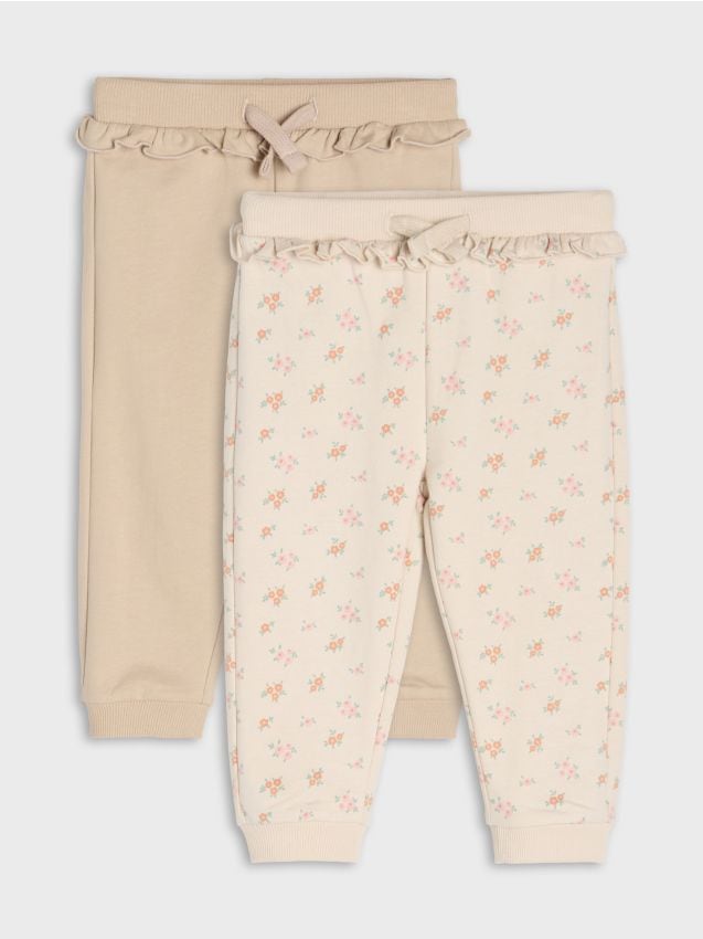 Sinsay - Pantaloni de trening jogger cu motiv floral 2 pack - bej