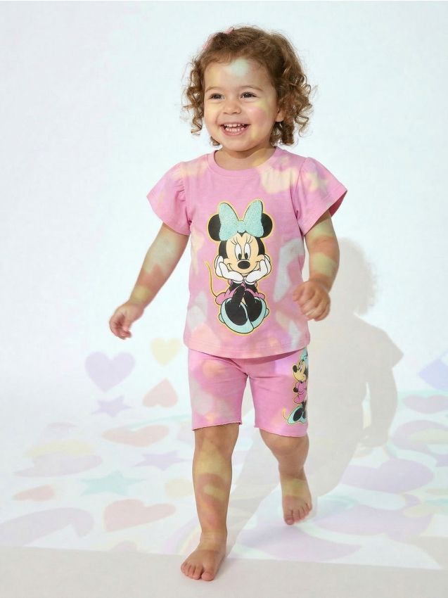 Sinsay - Set de 2 perechi de colanți Minnie Mouse - roz-begonie