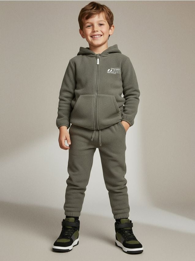 Sinsay - Bluză sport din fleece, cu glugă - negru-antracit