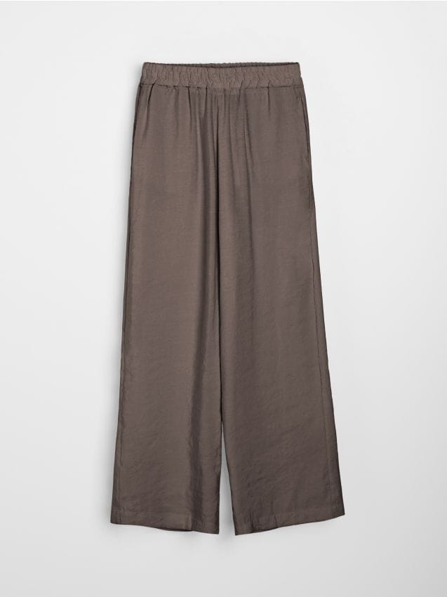 Sinsay - Spodnie wide leg z modalem - kremowy