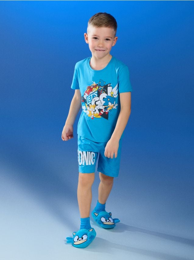 Sinsay - Pijamă din bumbac în două piese Sonic the Hedgehog - light blue