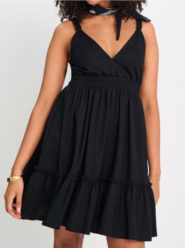 Sinsay - Rochie mini cu viscoză - negru