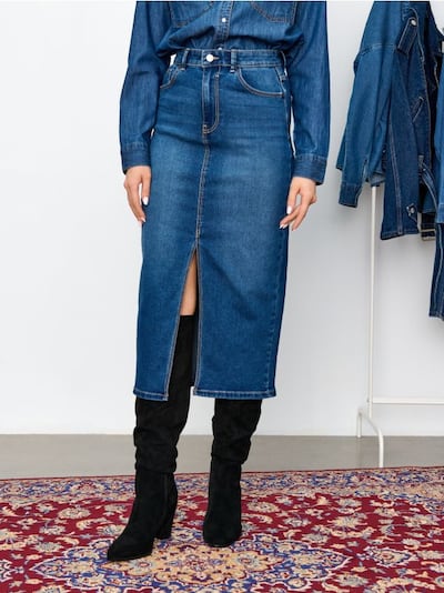 Farmer midi suknja s prorezom