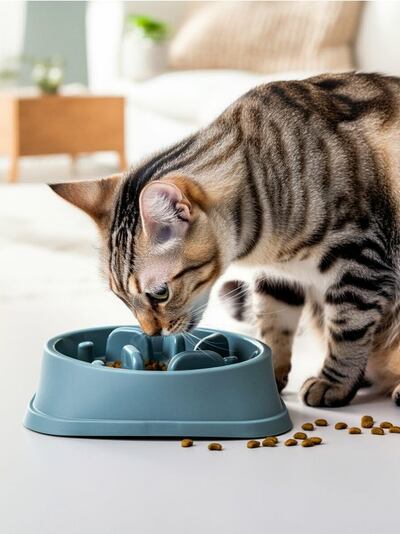 Kauss koertele ja kassidele, mis aeglustab sööki