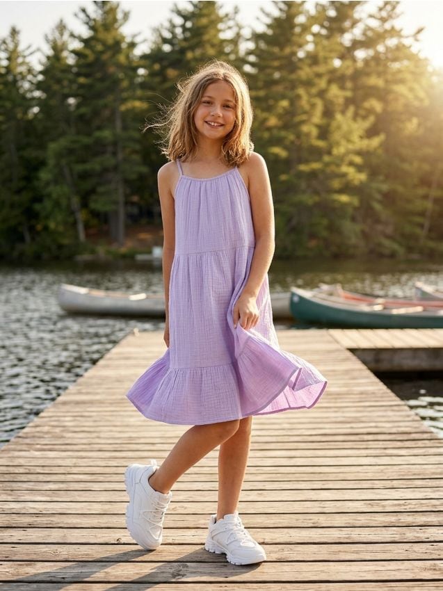 Sinsay - Rochie din muselină de bumbac cu bretele - lavand