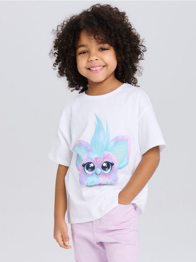 Sinsay - Tricou din bumbac cu imprimeu FurReal Friends - alb