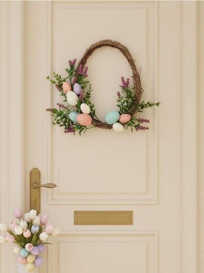 Великодній декоративний вінок із яйцями