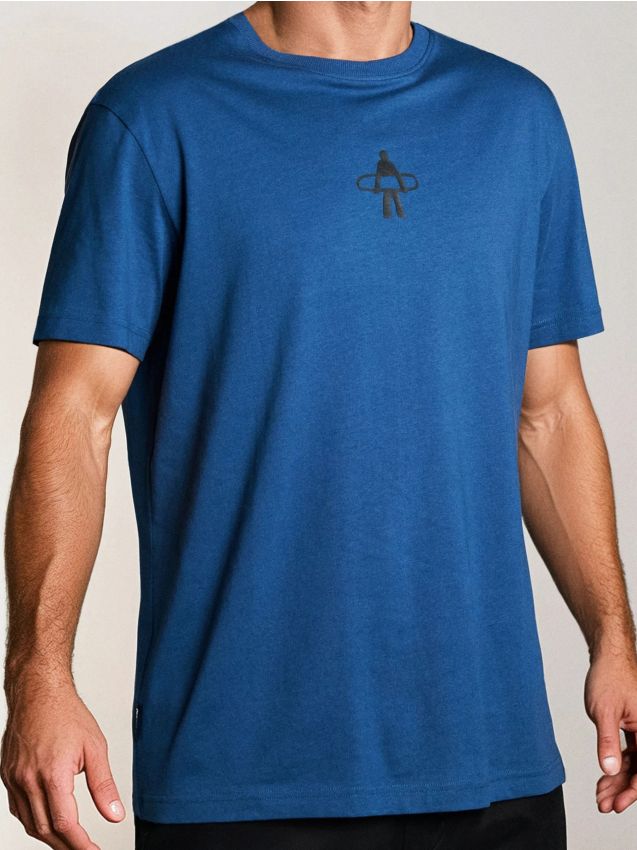 Sinsay - Tricou oversize din bumbac cu imprimeu - albastru