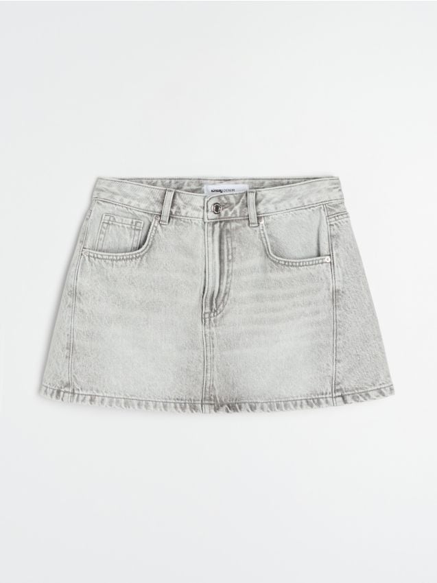 Sinsay - Spódnica jeansowa z efektem sprania - szary