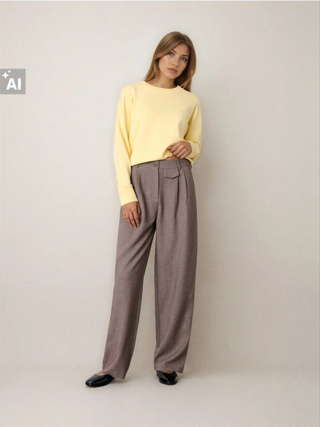 Sinsay - Pantaloni wide leg - bej