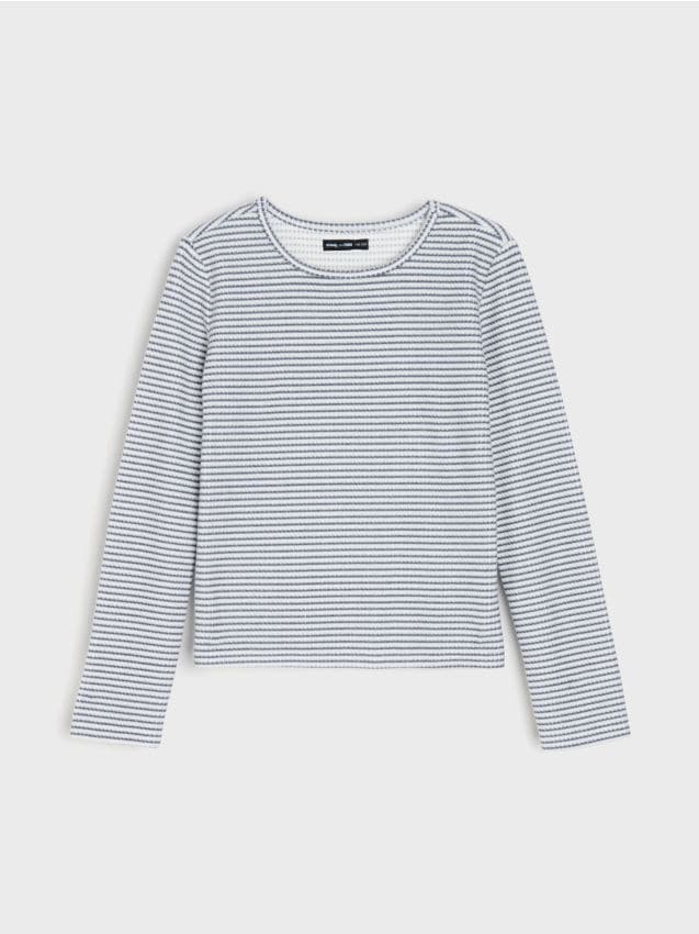 Sinsay - Tricou cu mânecă lungă și dungi - crem