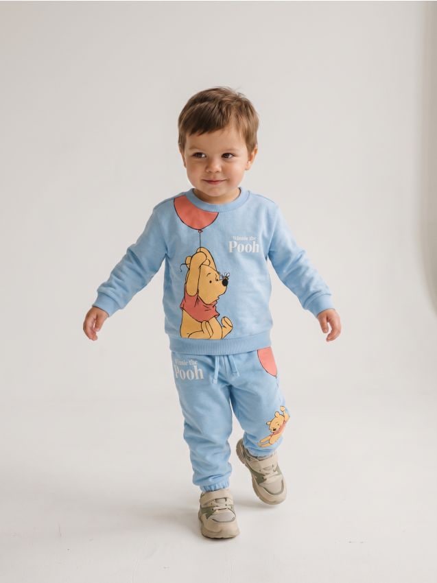 Sinsay - Pantaloni din bumbac jogger Winnie the Pooh - Gri-albăstrui