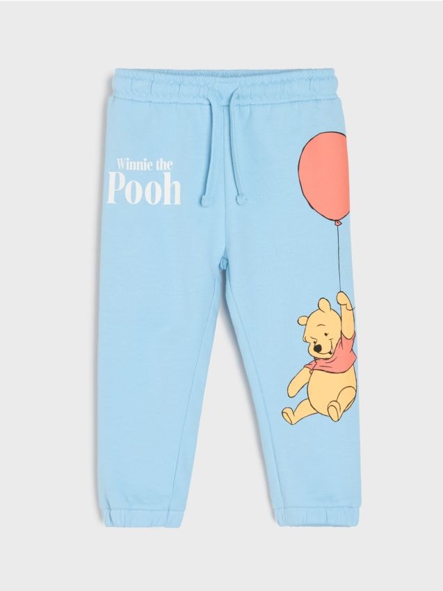 Sinsay - Pantaloni din bumbac jogger Winnie the Pooh - Gri-albăstrui