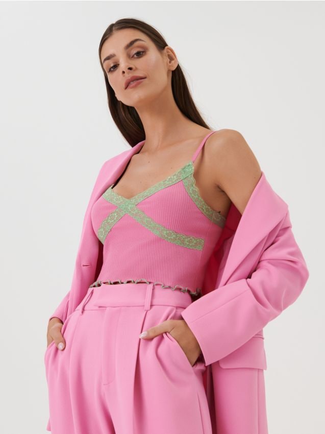 Crop top na ramiączkach - SINSAY