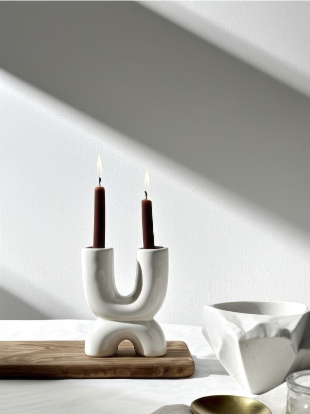 Sinsay - Świecznik ceramiczny - pomarańczowy