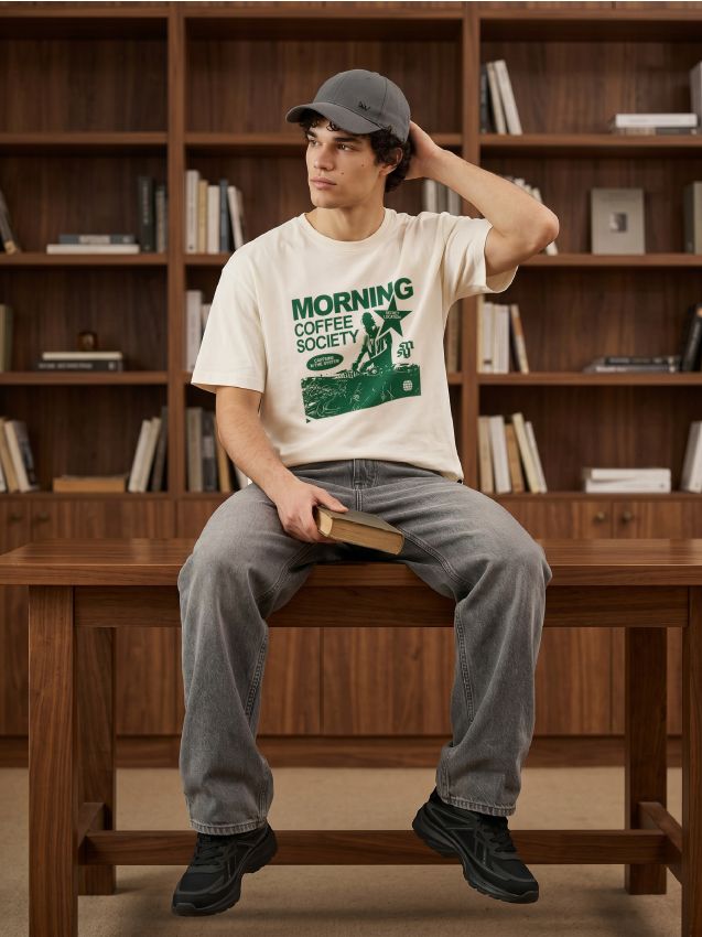 Sinsay - Tricou din bumbac cu imprimeu - crem