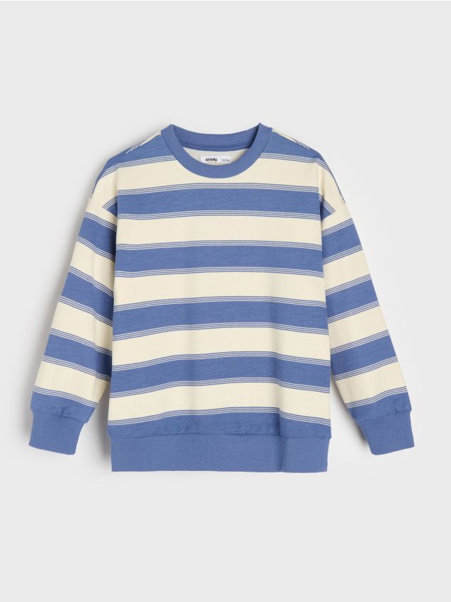 Sinsay - Hanorac crewneck în dungi - mid blue