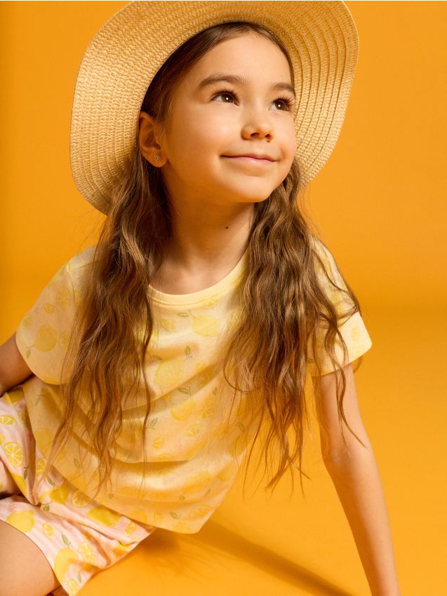 Sinsay - Tricouri din bumbac cu motiv de lămâie – pachet 2 bucăți - multicolor