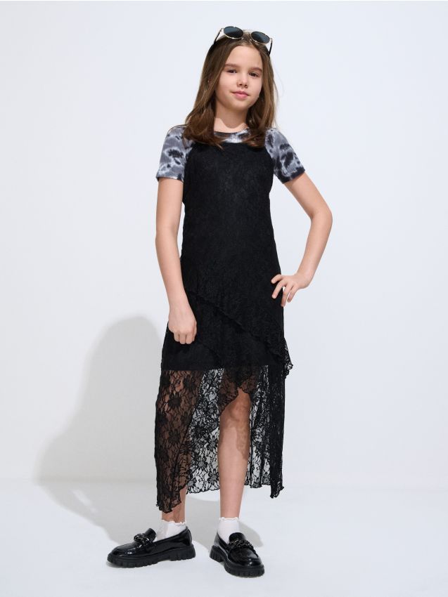 Sinsay - Tiulowa sukienka na ramiączkach - czarny
