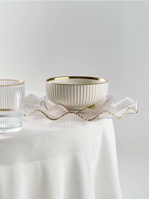 Sinsay - Bol ceramic cu detalii aurii - alb