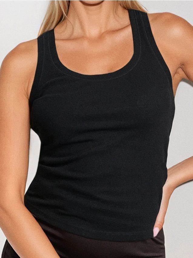 Sinsay - Rebrovaný top - čierna