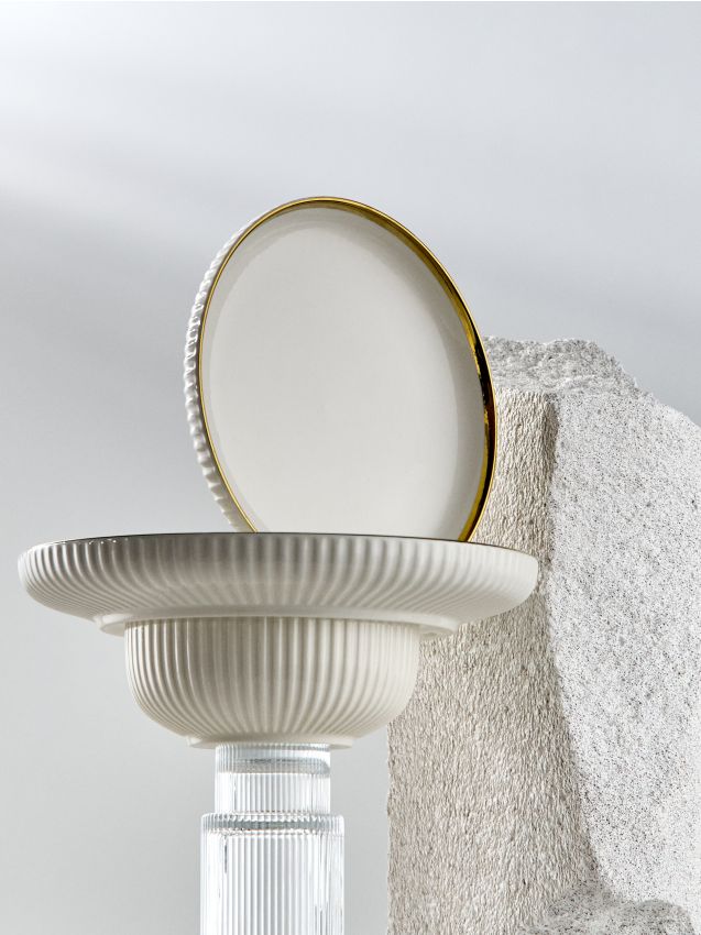 Sinsay - Farfuriuță ceramică cu detalii aurii - alb