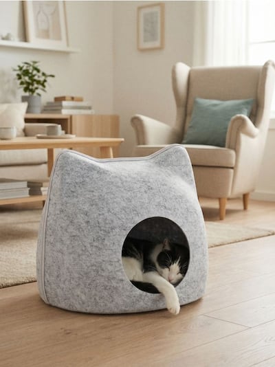 Kućica za mačke s filcanom završnom obradom