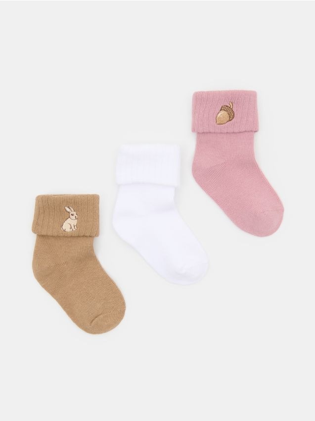 Sinsay - Șosete lungi cu broderie 3 pack - multicolor