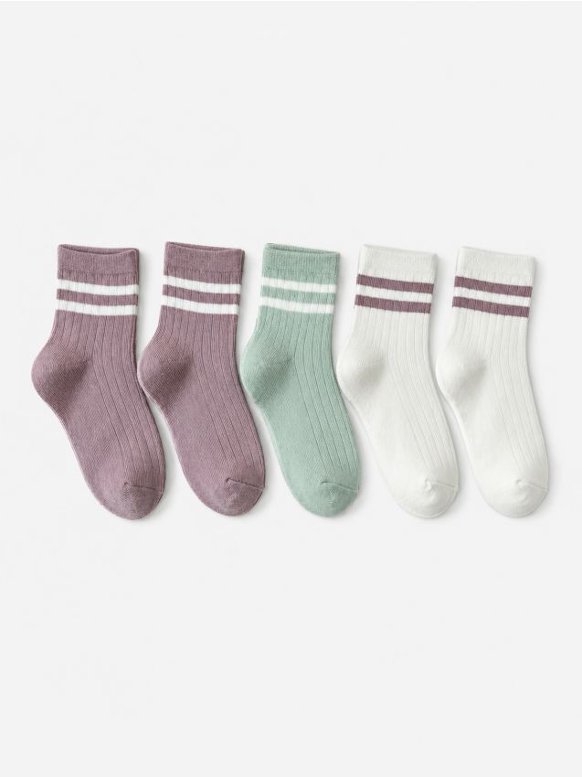 Sinsay - Șosete Din Bumbac cu Dungi 3 Bucăți - multicolor