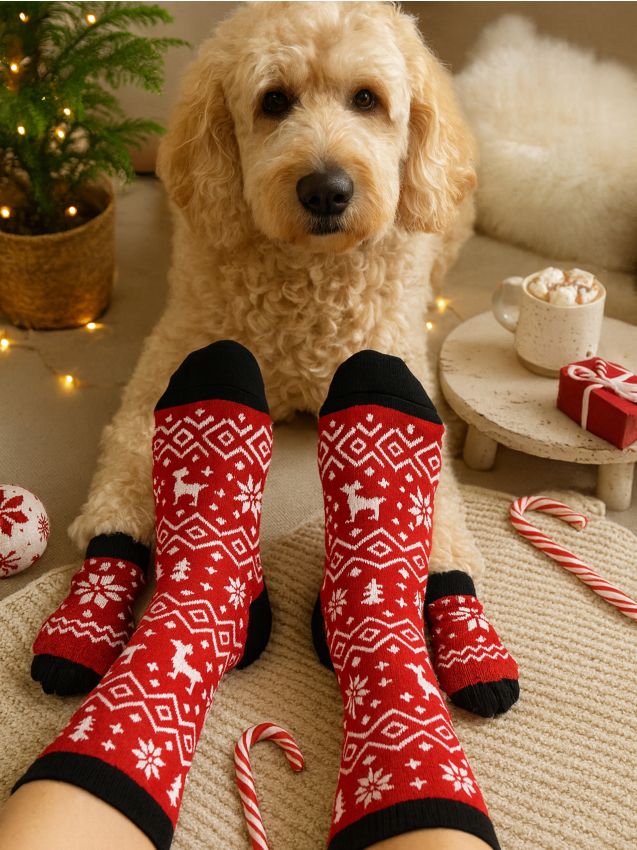 Sinsay - Set: Ponožky pre psa a majiteľa - červená