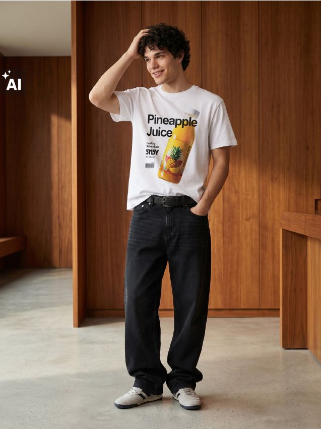 Sinsay - Tricou din bumbac cu imprimeu băutură - alb