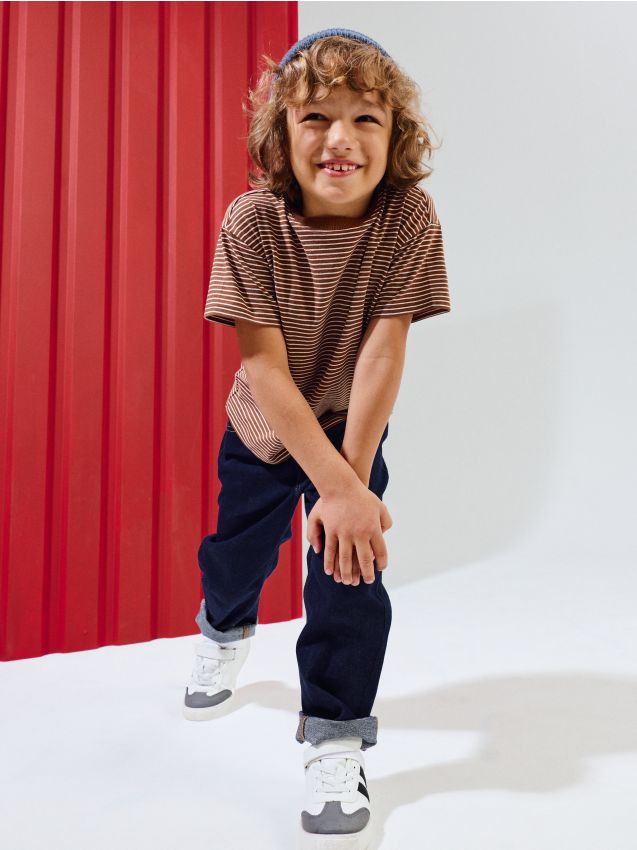 Sinsay - Blugi din bumbac loose tapered - bleumarin