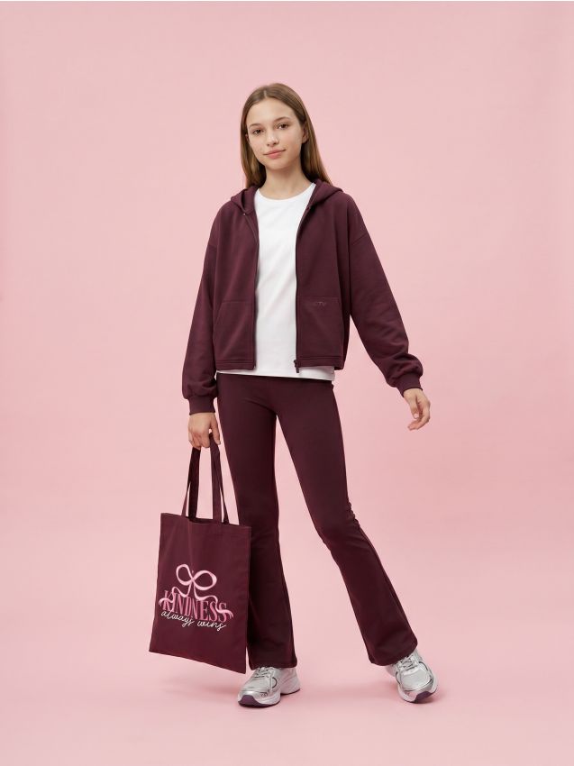 Sinsay - Bluza sport oversize cu amestec de vâscoză Active - bordo