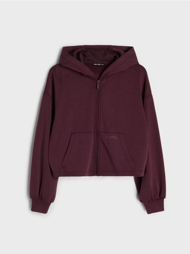 Sinsay - Bluza sport oversize cu amestec de vâscoză Active - bordo
