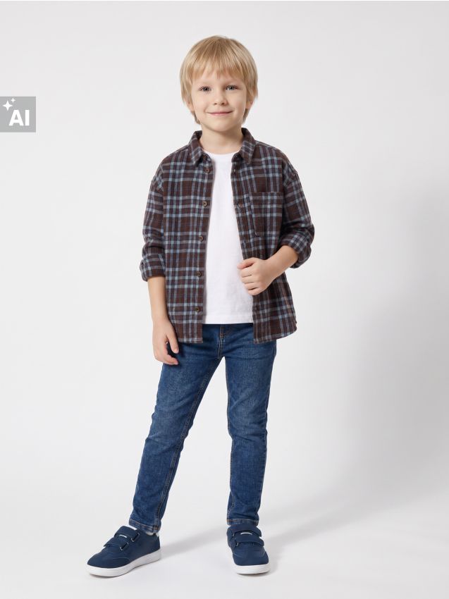 Sinsay - Blugi straight leg cu efect spălat - bleumarin