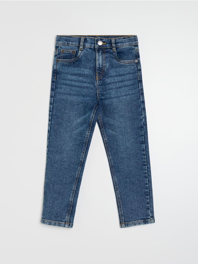 Sinsay - Blugi straight leg cu efect spălat - bleumarin