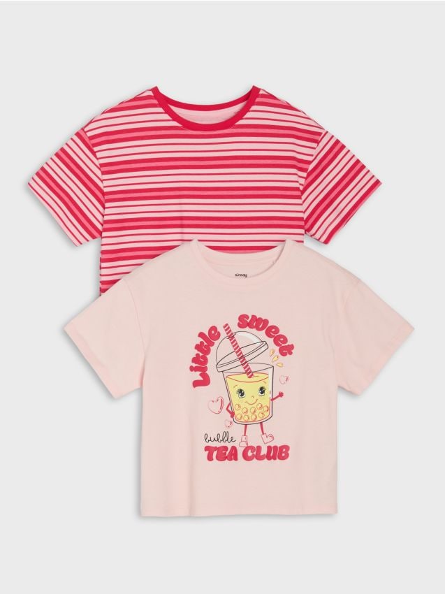 Sinsay - Tricouri din bumbac cu imprimeu 2 buc - multicolor